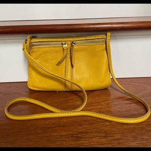 FOSSIL Purse Crossbody Organizer Leather Yellow